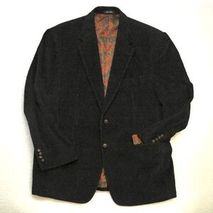 Lauren Ralph Lauren Black Corduroy Blazer Jacket Men's 46R Paisley Lining